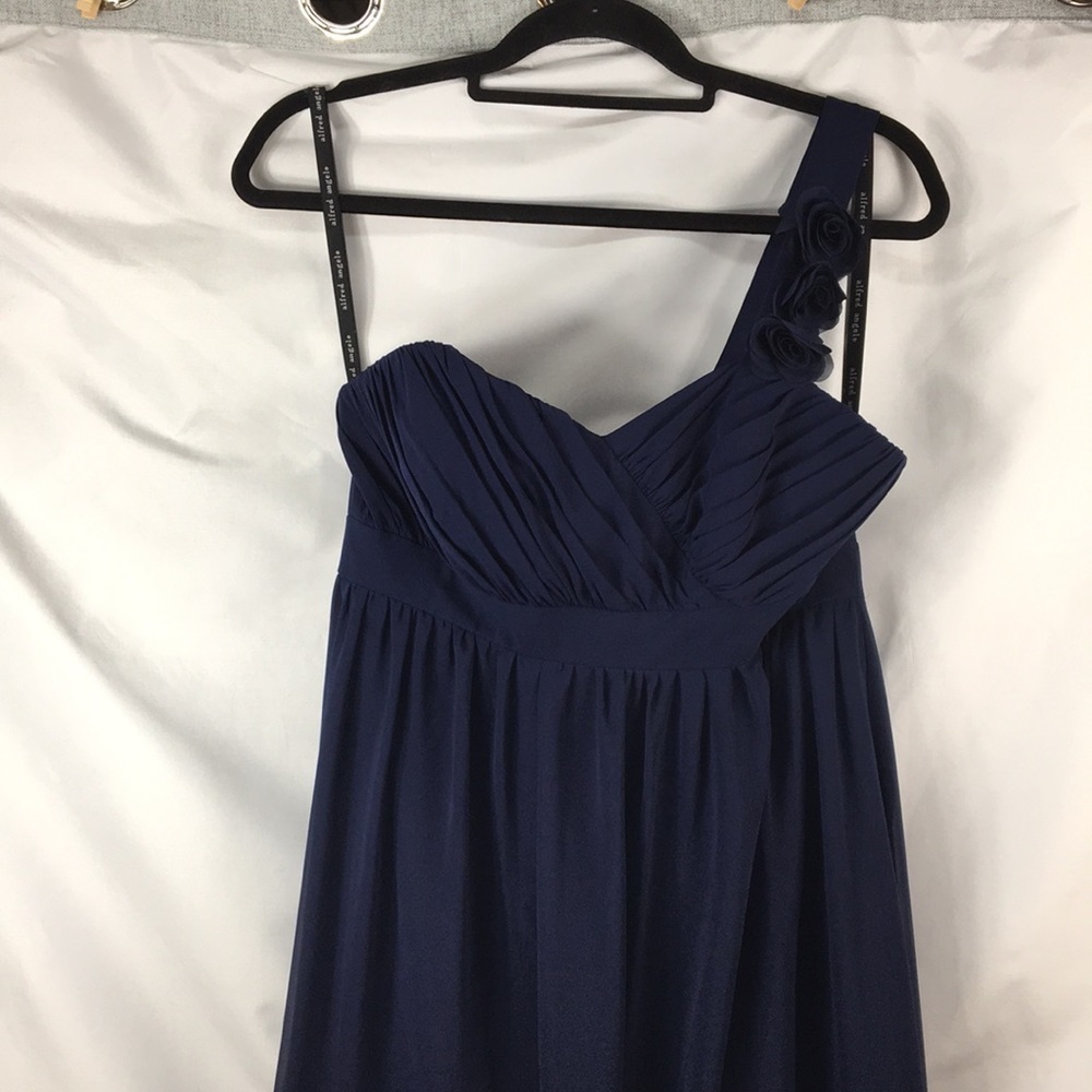 Alfred Angelo Dark Blue Floor Length On Shoulder Gown Size 8 EXCELLENT Used